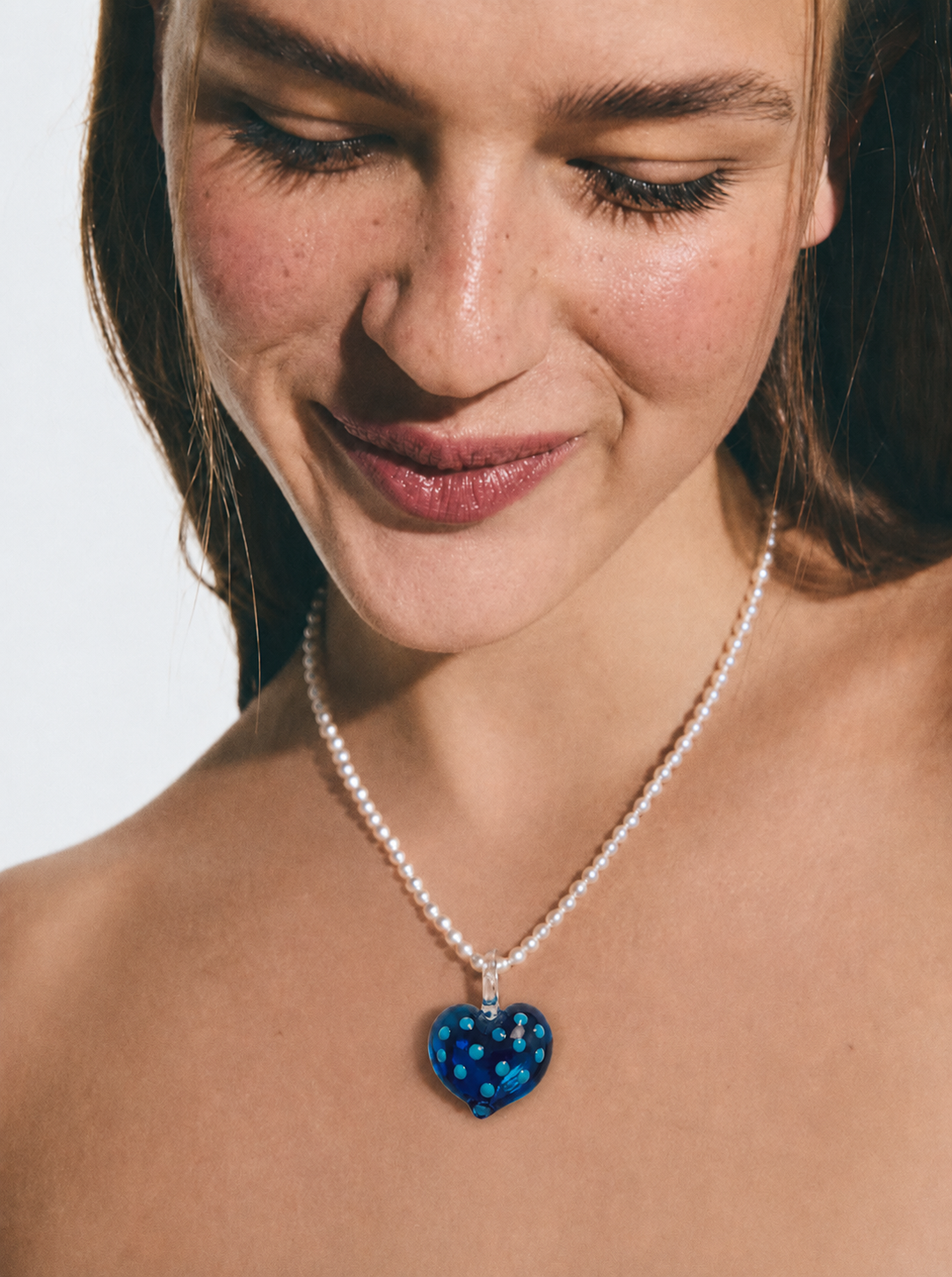 Blue Dots - Heart Charm