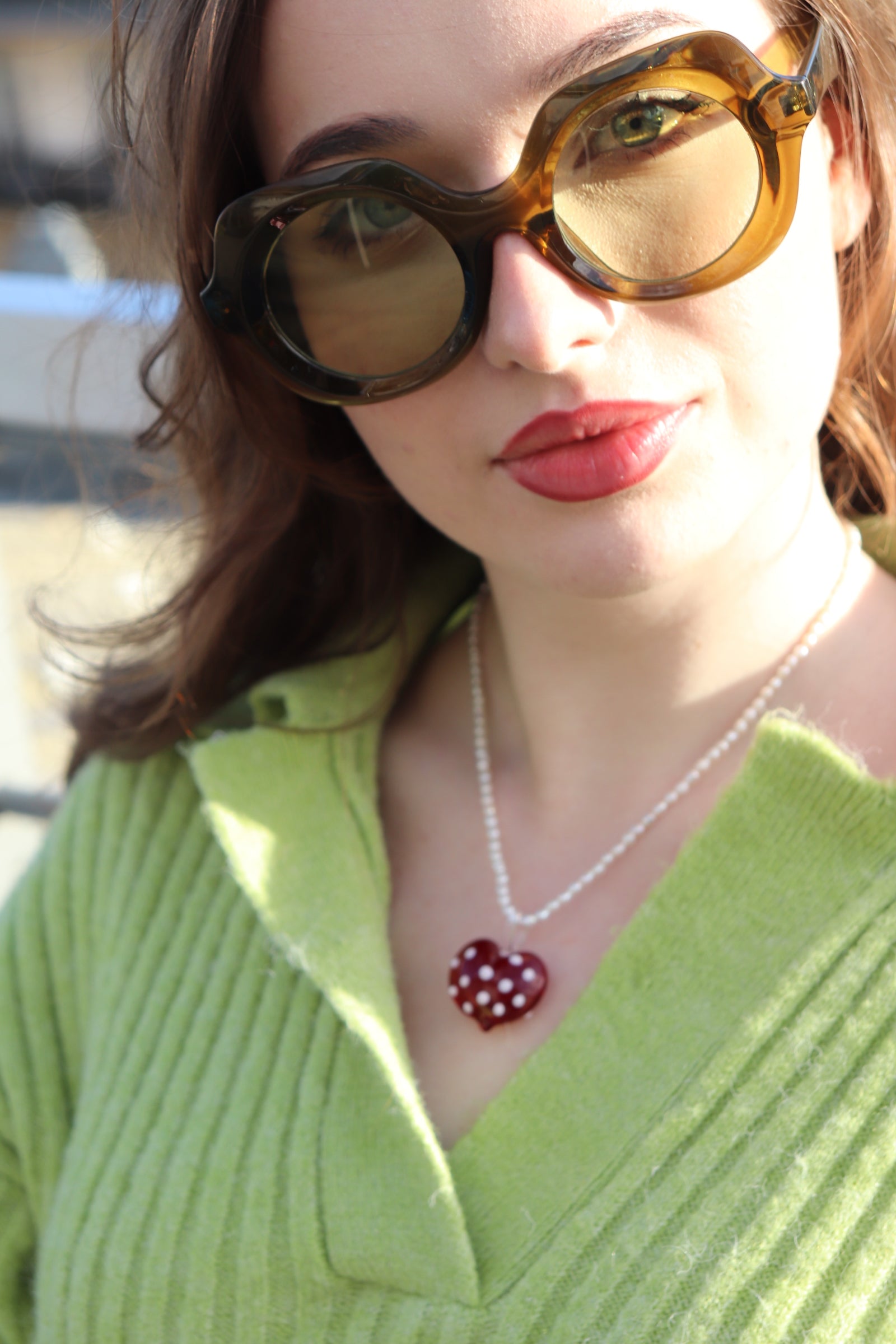 Pink Dots - Heart Charm