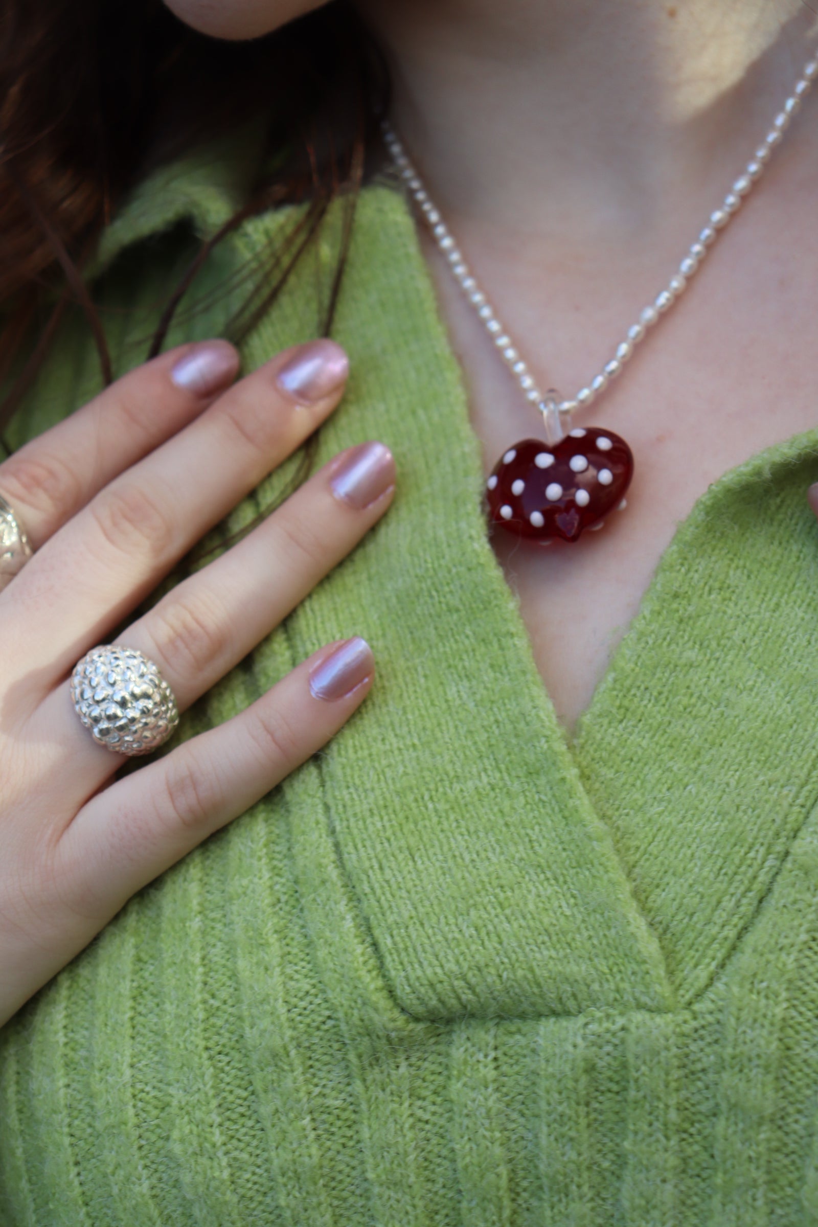 Pink Dots - Heart Charm
